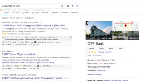 Google találati oldal Nyíregyháza OTP Bank